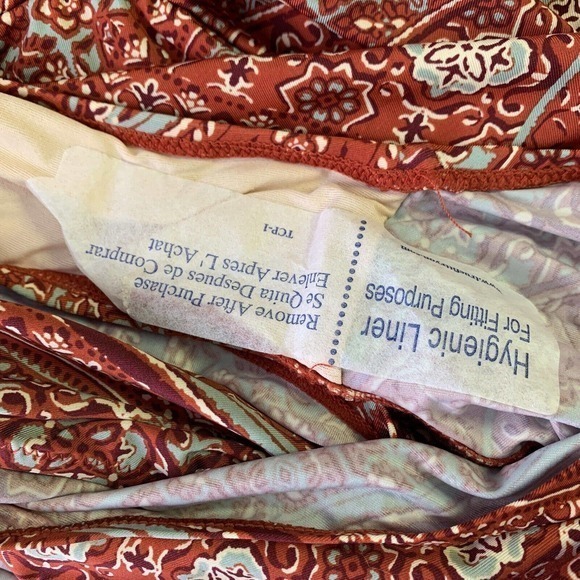 Garnet Hill Swimsuit Swim Dress New Size 18 Burgundy Green Floral Boho Print - Picture 9 of 12